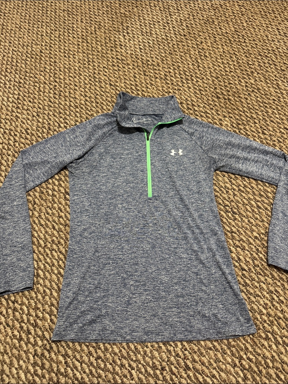 Under Armour Navy Heather 1/4 Zip Pullover Loose Heatgeat